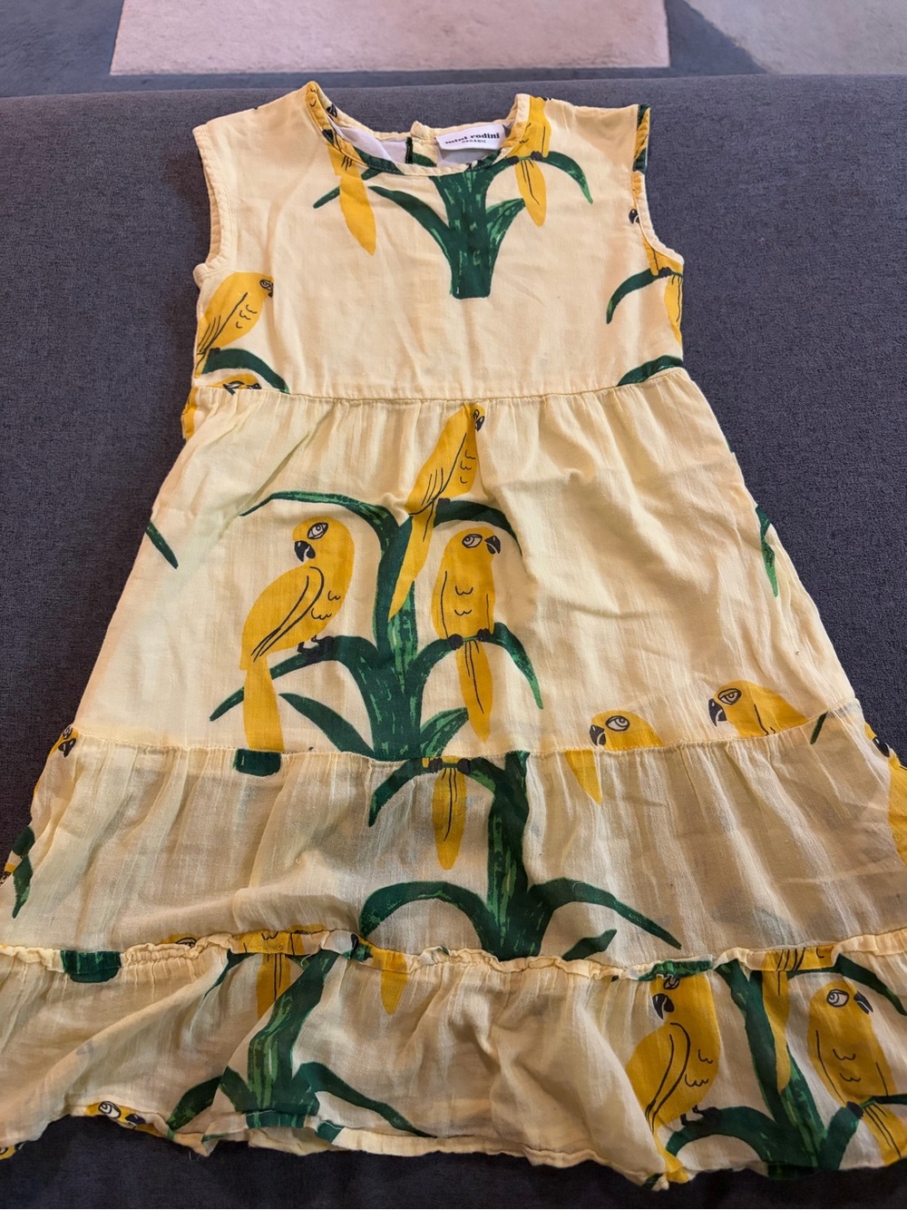 Mini Rodini Yellow Dress with Green Tropical Print